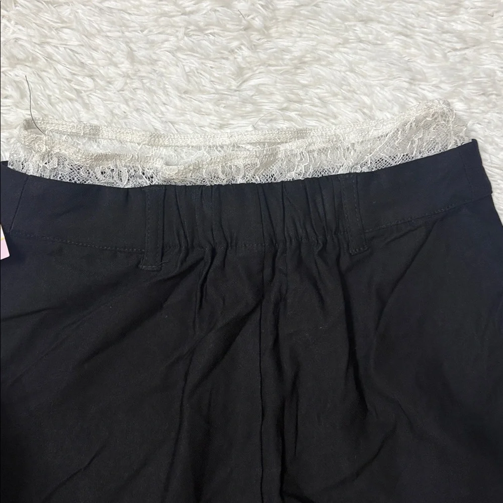 NWT Wild Fable Black With White Lace Trim Mini Skirt Size XXS